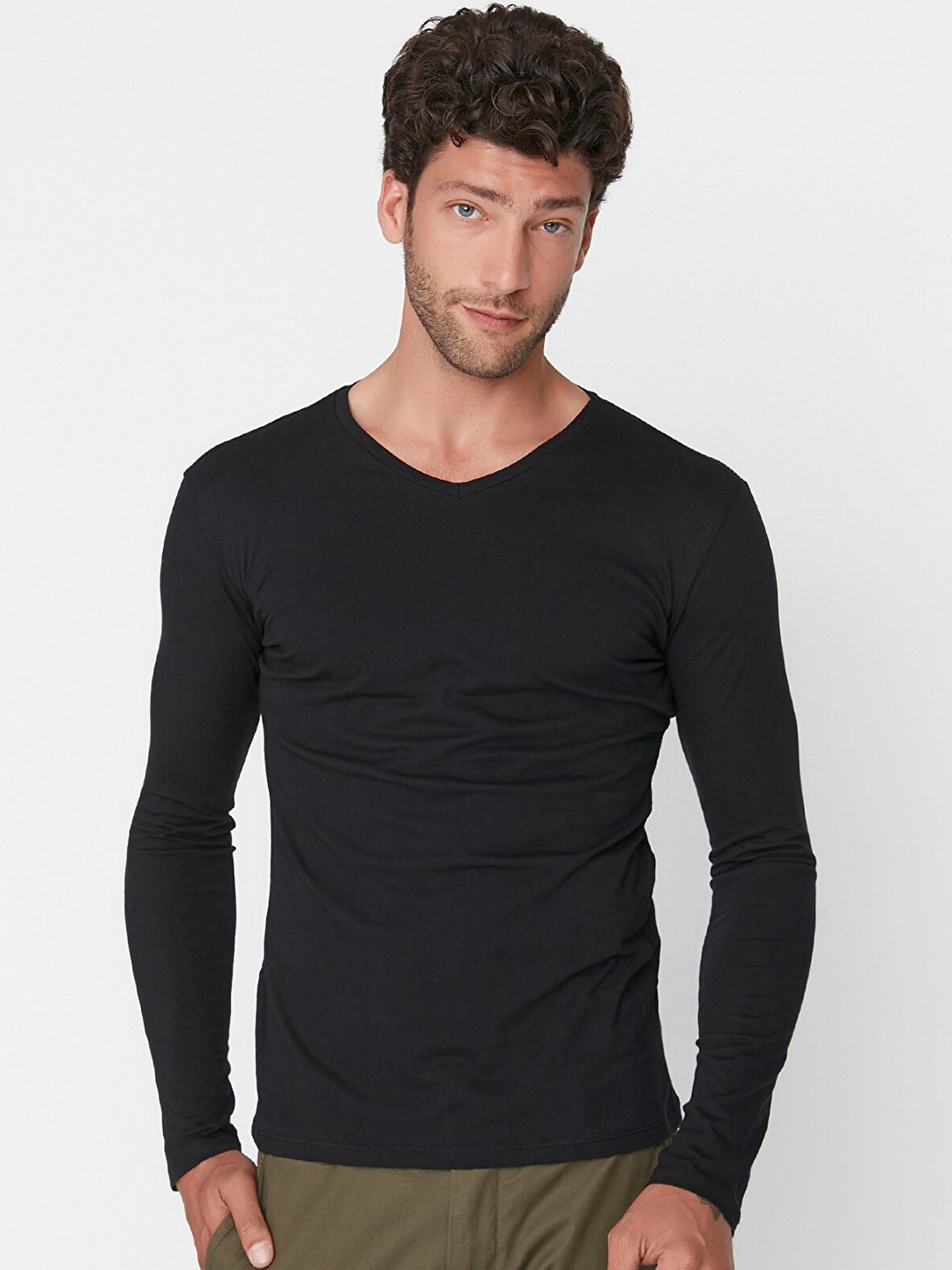 

Trendyol Men Black V-Neck T-shirt