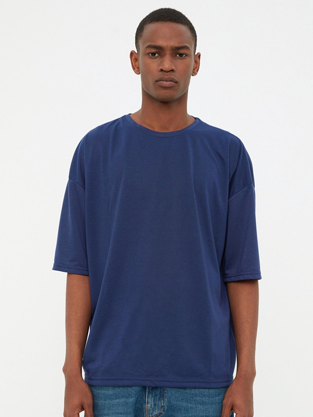 

Trendyol Men Blue Drop-Shoulder Sleeves T-shirt