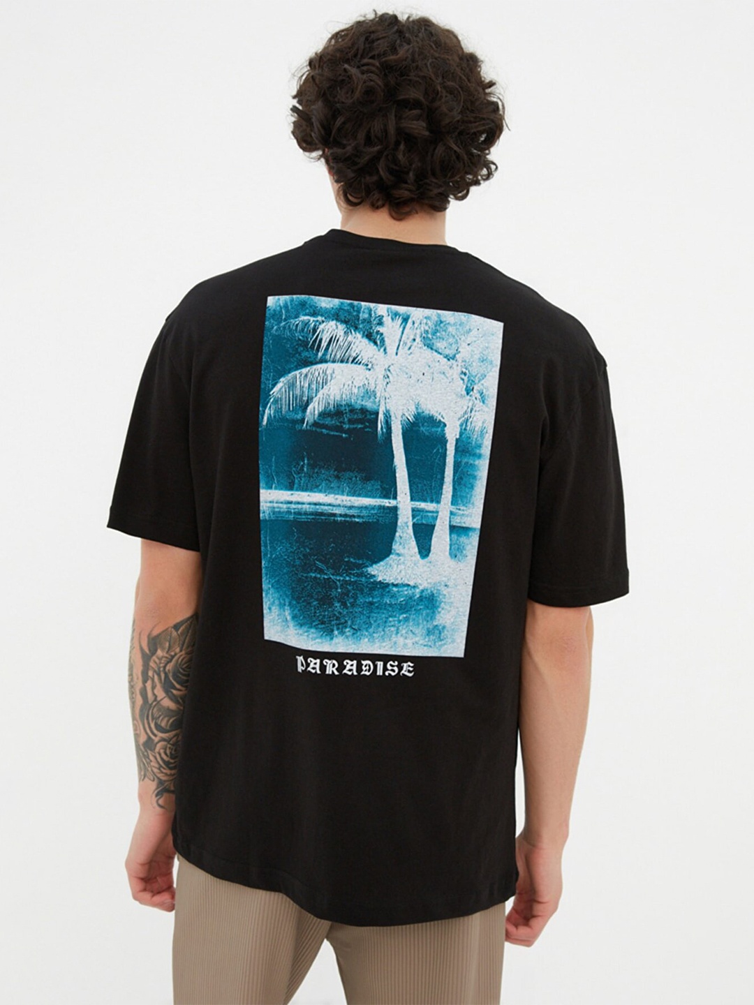 Trendyol Men Black Typography Printed T-shirt