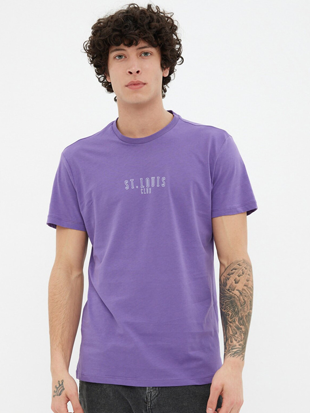 

Trendyol Men Purple Typography Printed T-shirt