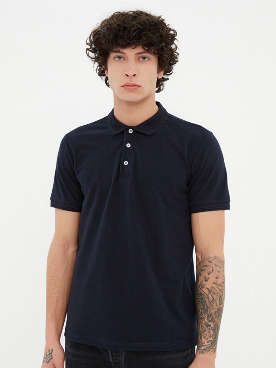 

Trendyol Men Navy Blue Polo Collar T-shirt