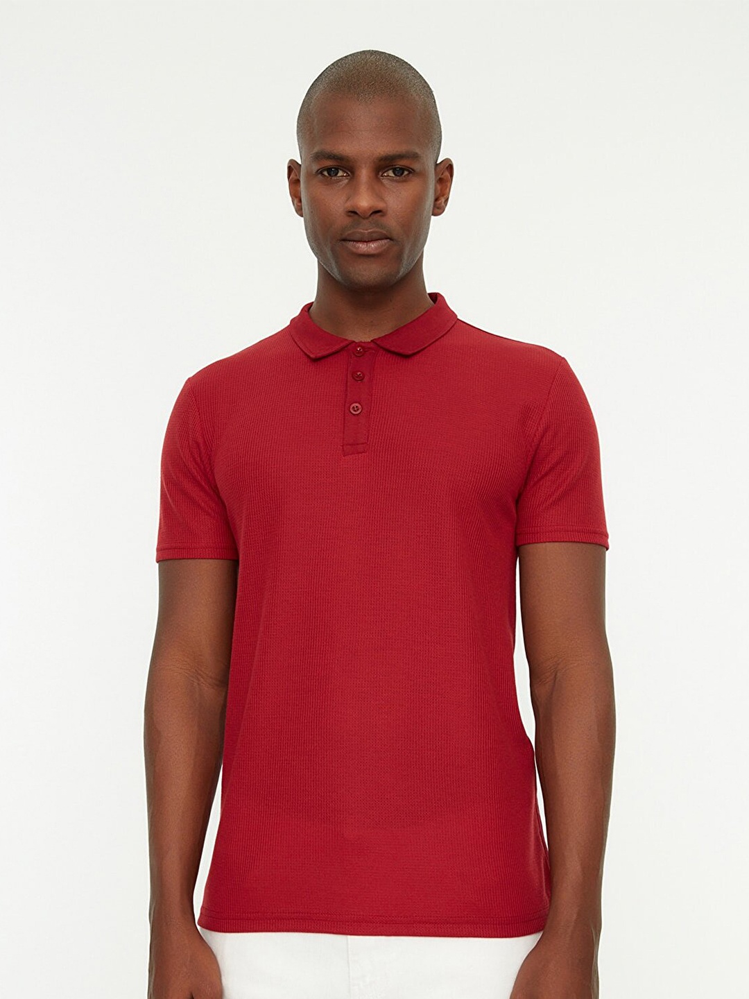 

Trendyol Men Burgundy Cotton Polo Collar T-shirt