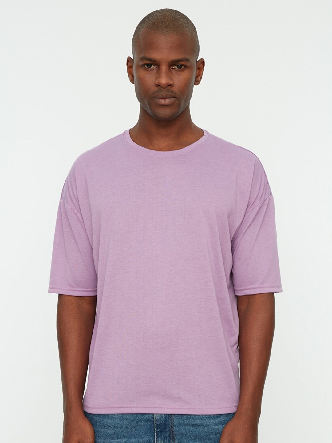 

Trendyol Men Purple Drop-Shoulder Sleeves T-shirt