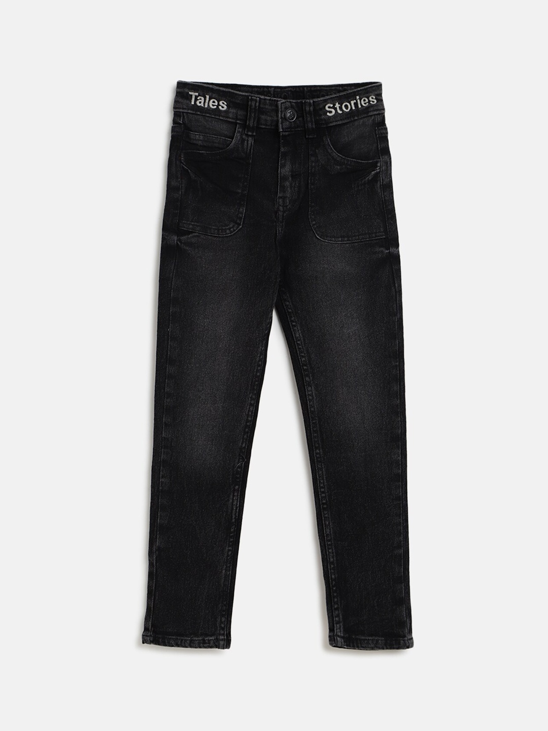 

TALES & STORIES Boys Black Slim Fit Light Fade Stretchable Jeans