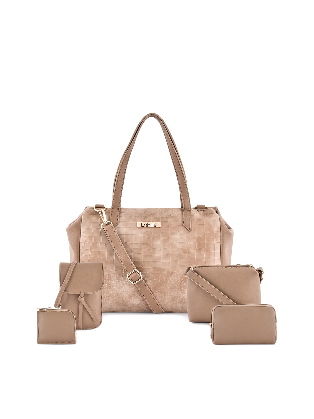 

LaFille Beige PU Structured Shoulder Bag with Tasselled
