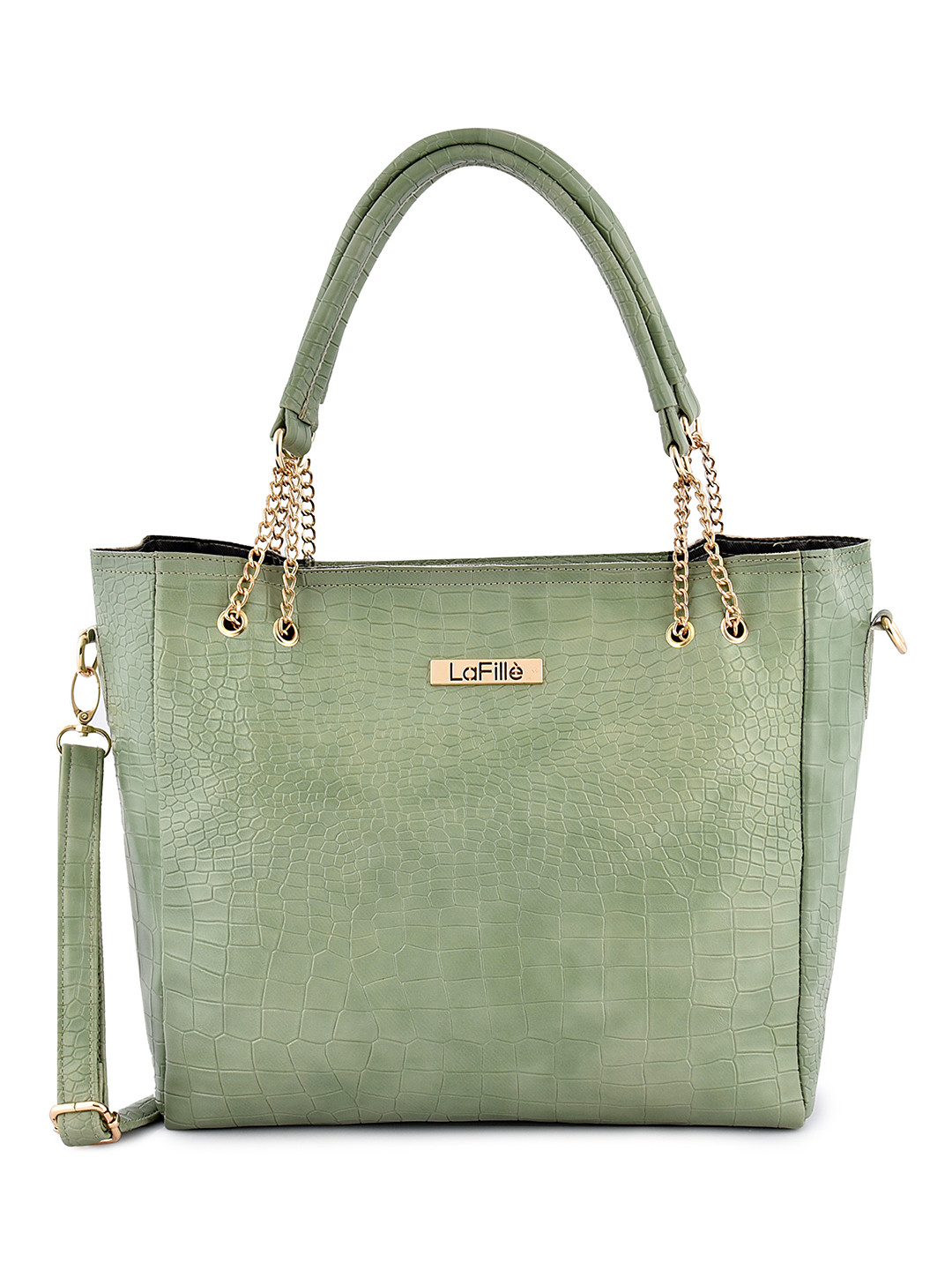 

LaFille Women Green PU Structured Handheld Bag