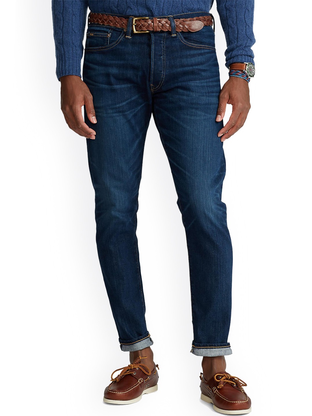 

Polo Ralph Lauren Men Blue Light Fade Cropped Jeans