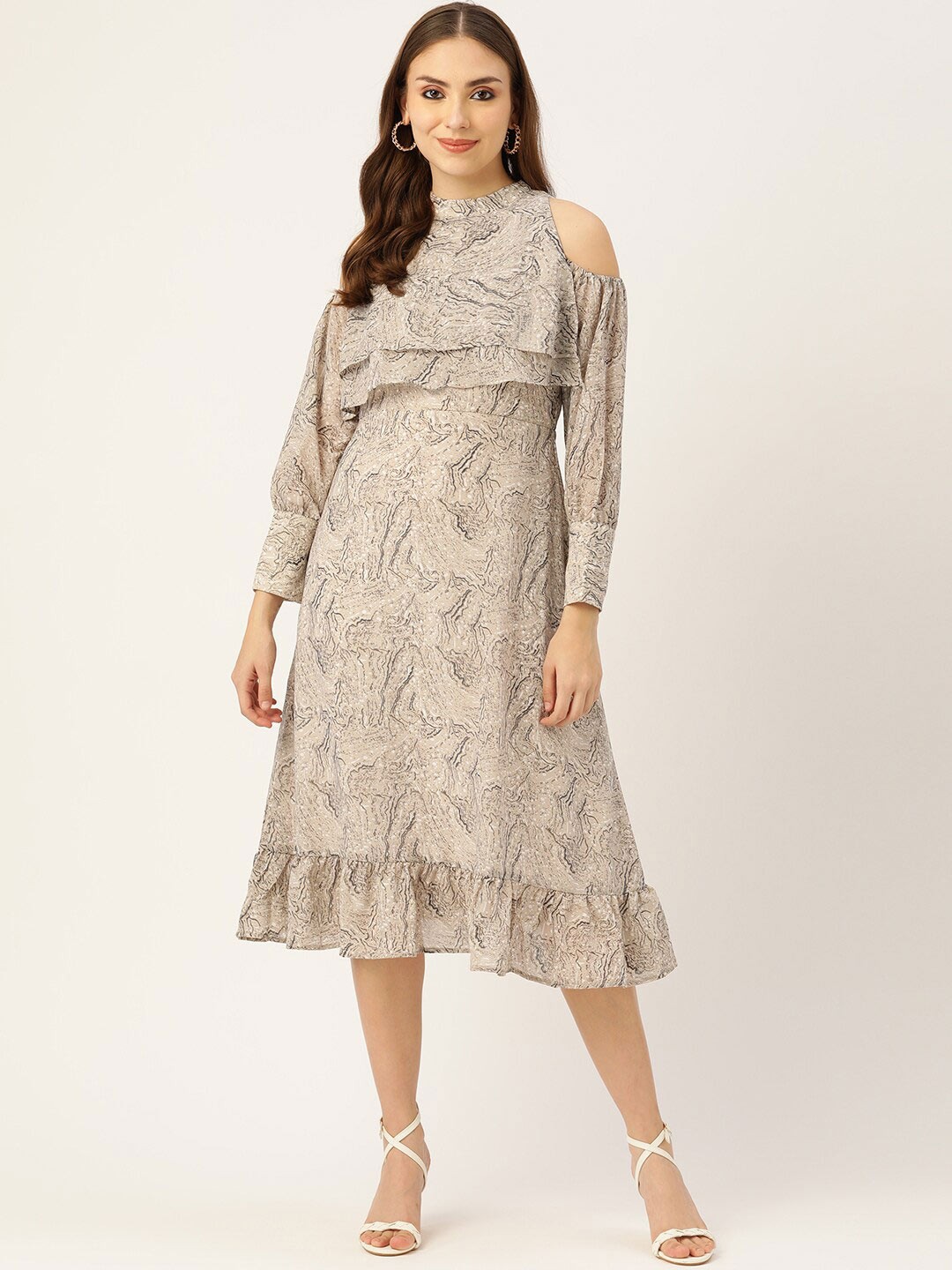 

J Turritopsis Grey Georgette Midi Dress