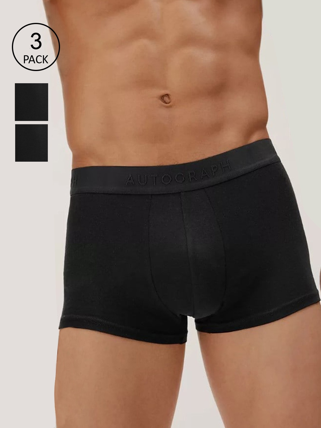 

Marks & Spencer Men Black Pack Of 3 Solid Short Trunks