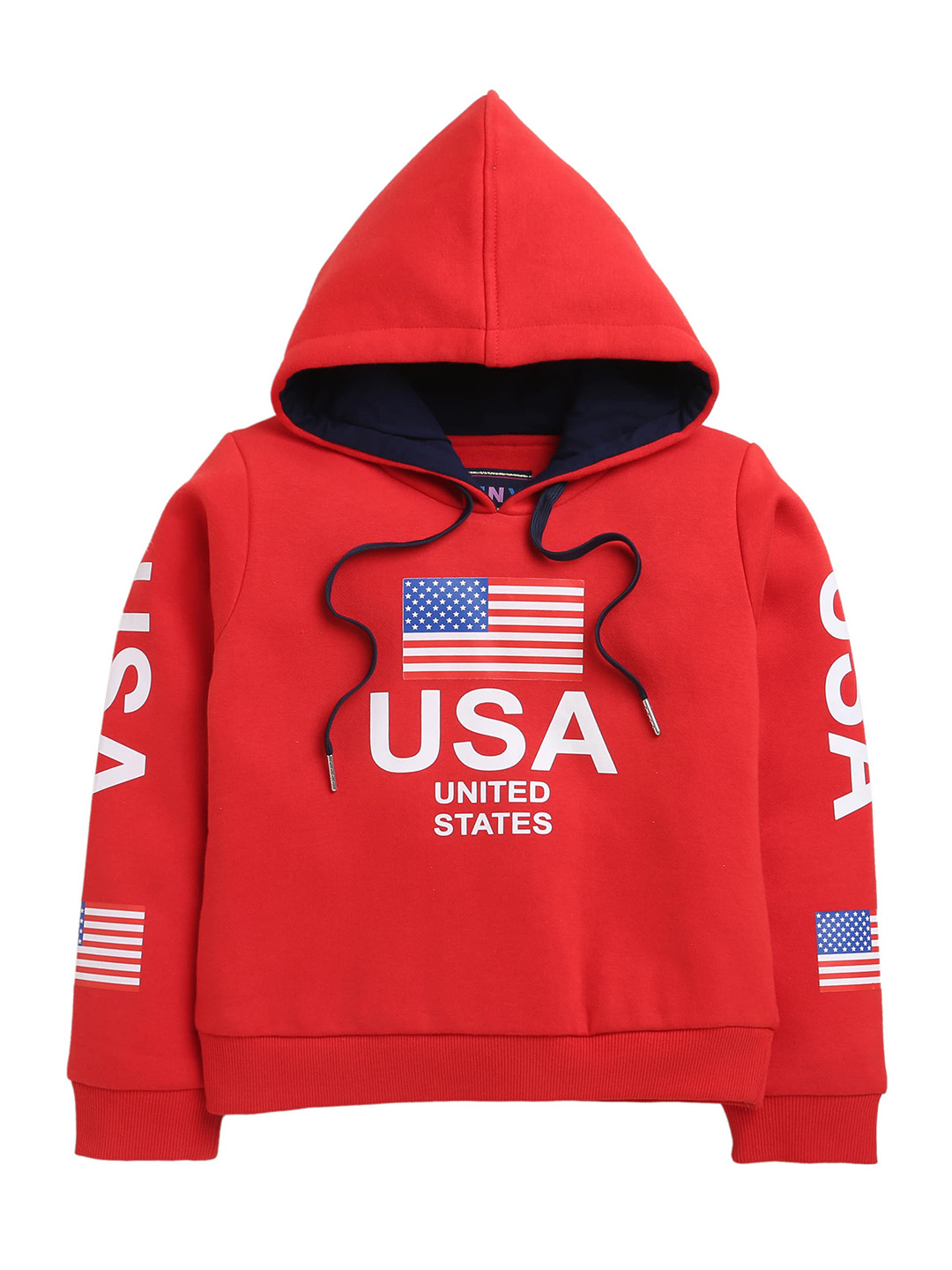 

Tiny Girl Girls Red Printed Hooded Cotton Sweatshirt