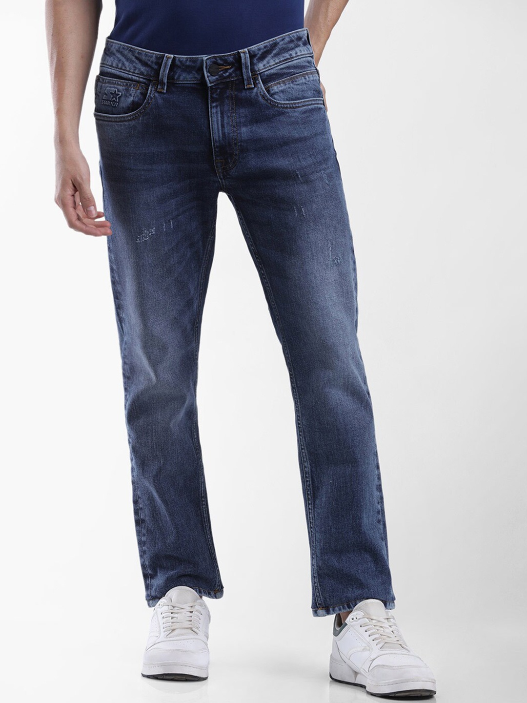 

STARTER Men Blue Low Distress Heavy Fade Jeans