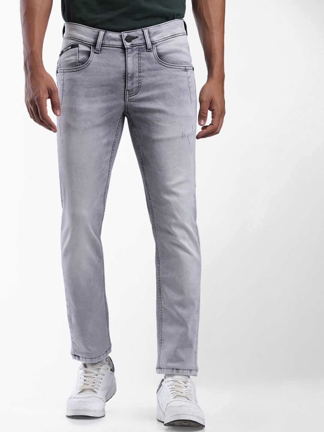 

STARTER Men Grey Slim Fit Mildly Distressed Heavy Fade Jeans