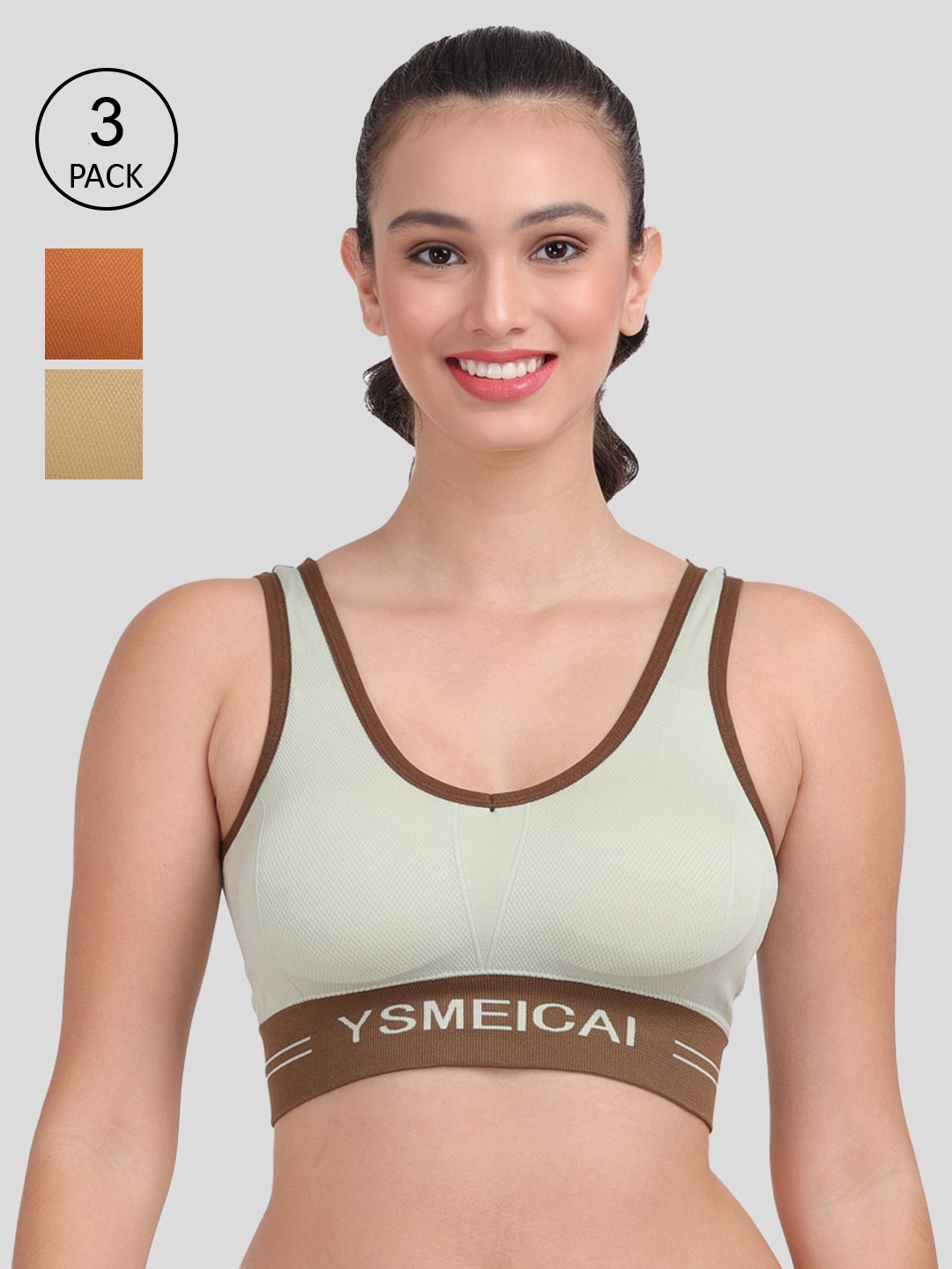

Amour Secret Women's Lightly Padded Sports Bra Pack of 3, Green