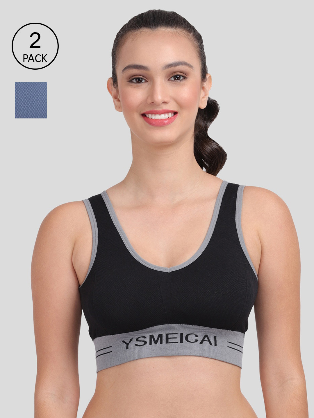 

Amour Secret Pack of 2 Blue & Black Bra