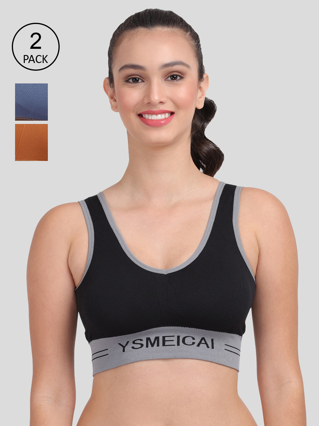 

Amour Secret Pack Of 3 Women Lightly Padded Sports Bra, Blue