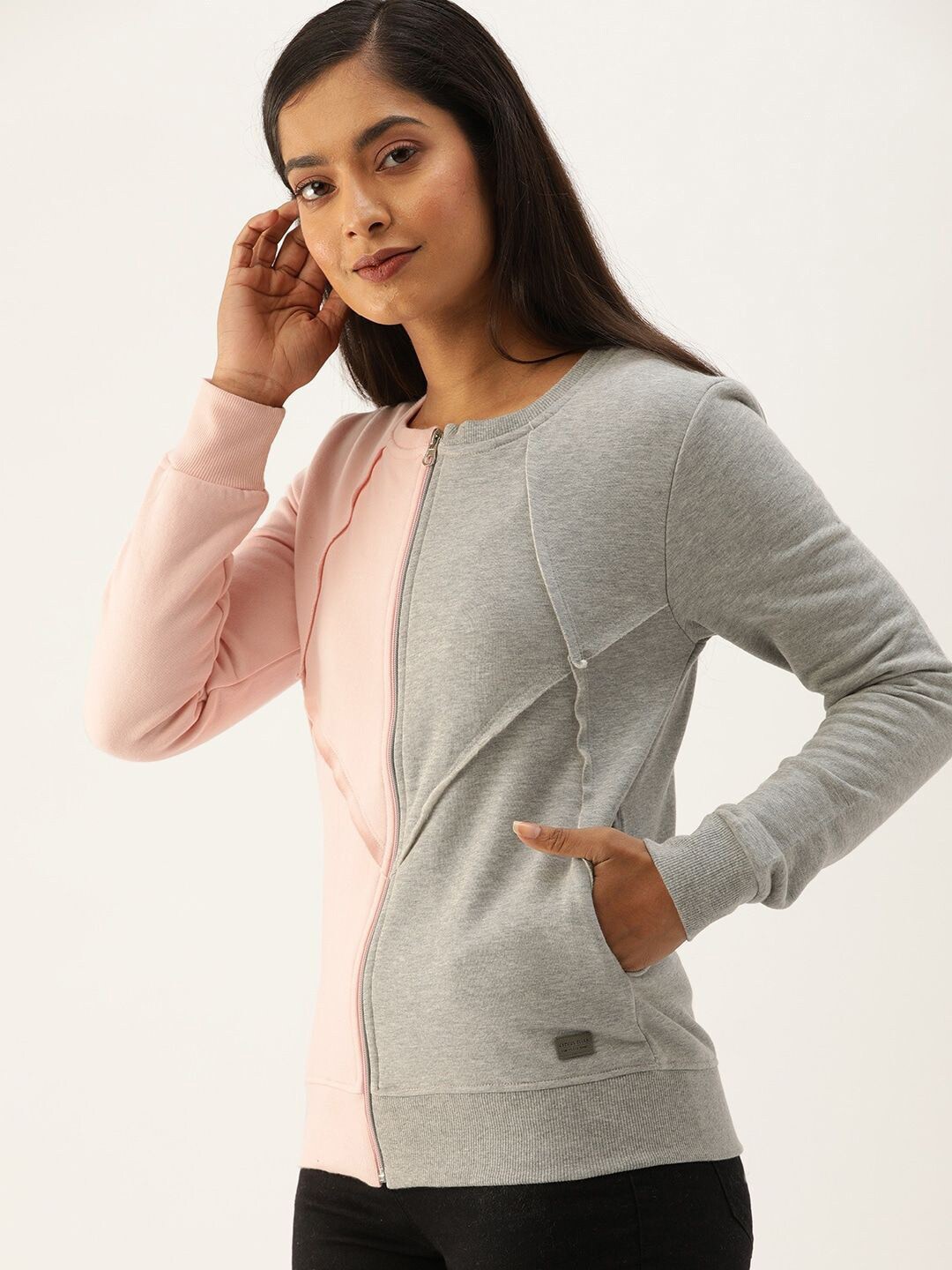 

Campus Sutra Women Pink Colourblocked Sweatshirt