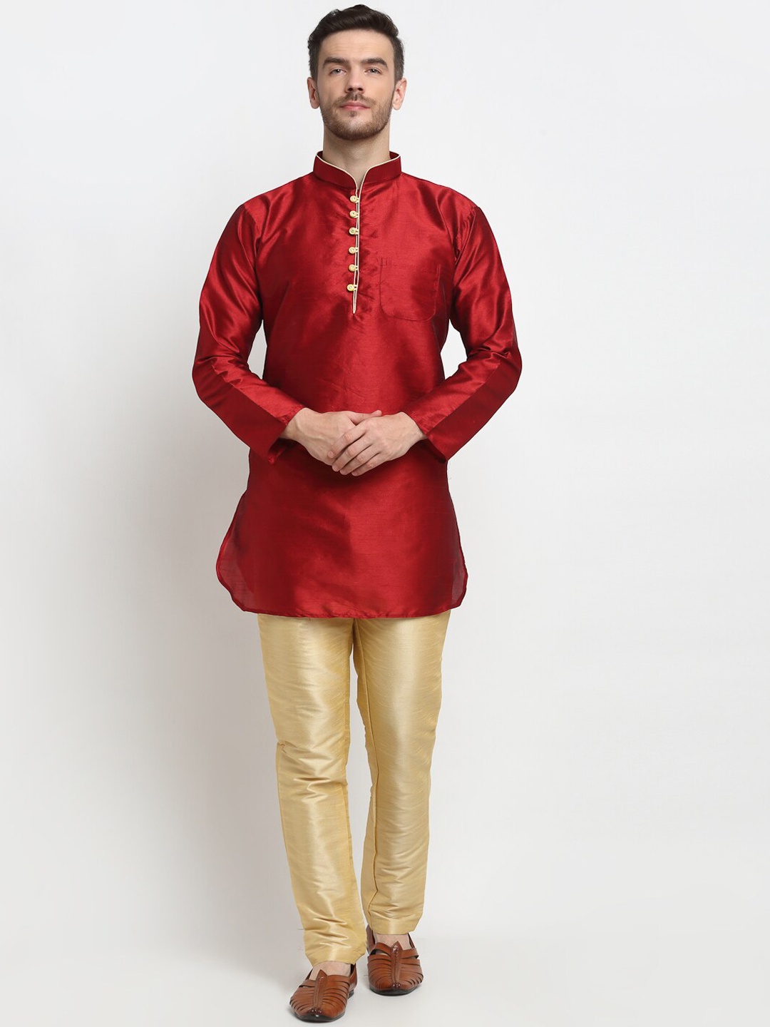 

Benstoke Men Maroon Kurta with Churidar