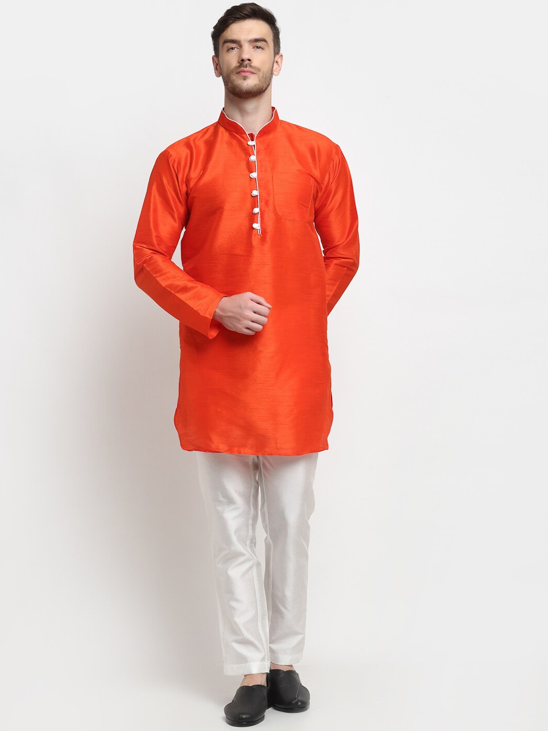 

Benstoke Men Orange Kurta with Trousers