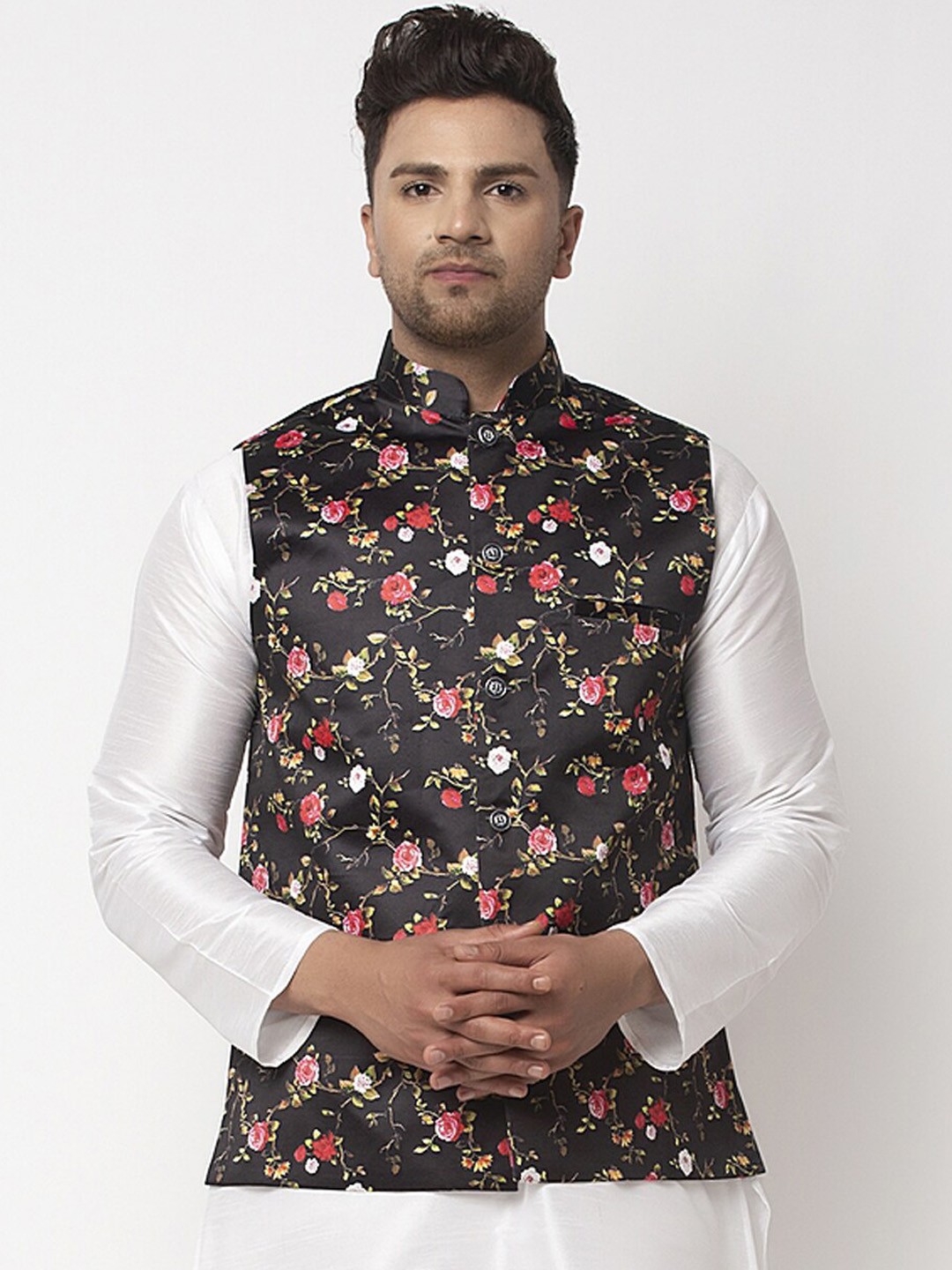 

Benstoke Men Black Printed Woven Nehru Jackets