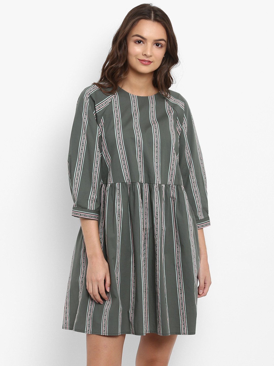 

Athah Green & White Striped Dress