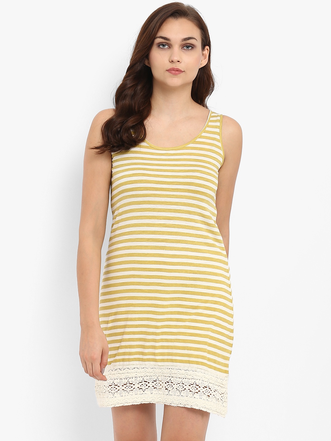 

Athah Mustard Yellow Striped A-Line Dress