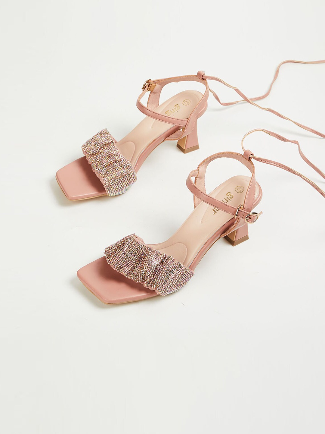 

Ginger by Lifestyle Women Pink Leather Block Mules