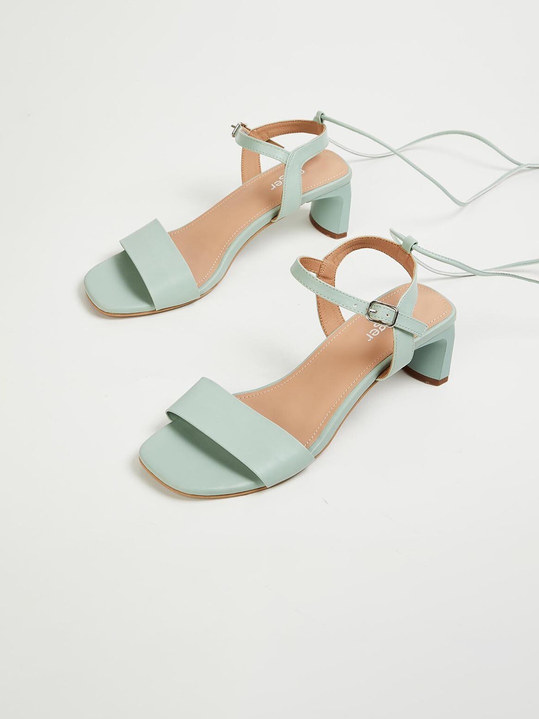

Ginger by Lifestyle Green Block Pumps with Buckles