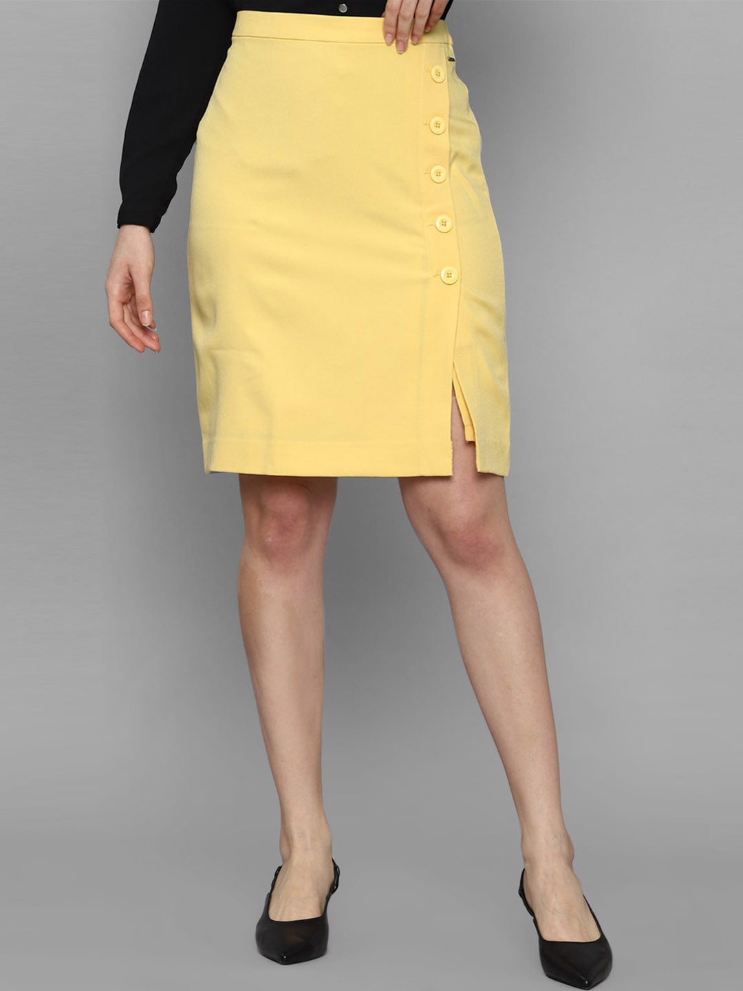 

Allen Solly Woman Women Yellow Solid A-Line Skirt