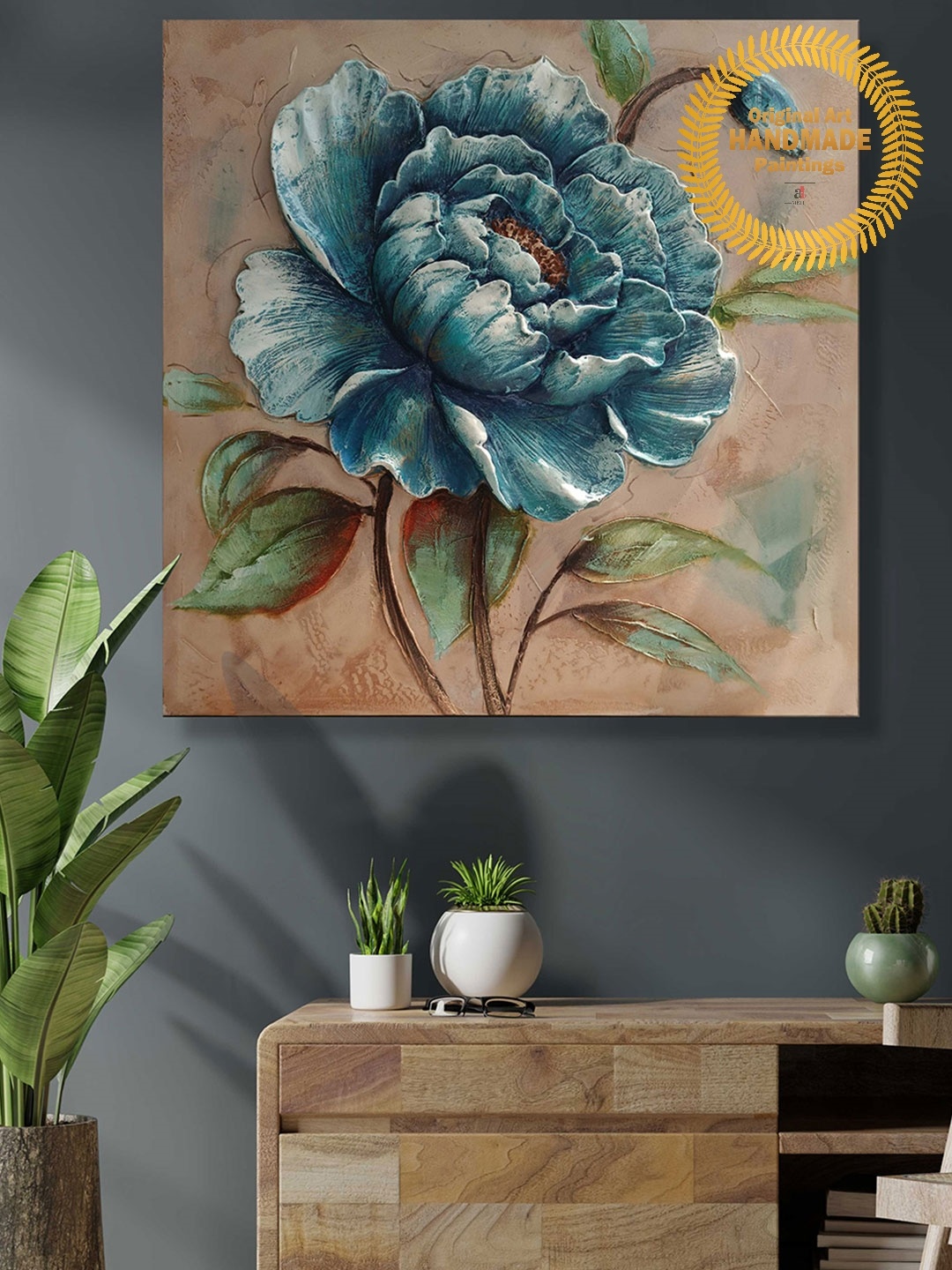 

Art Street Blue Floral Original Handmade Wall Painting