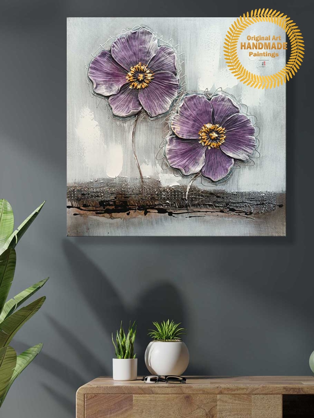 

Art Street Purple Textured Painting Handmade Original Wall Painting