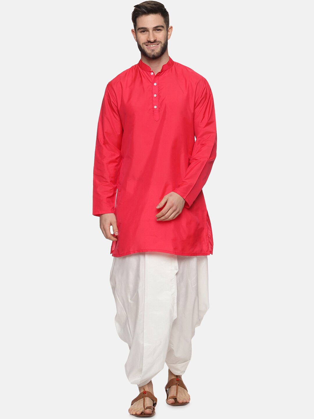 

Sethukrishna Men Rose Kurta with Dhoti Pants