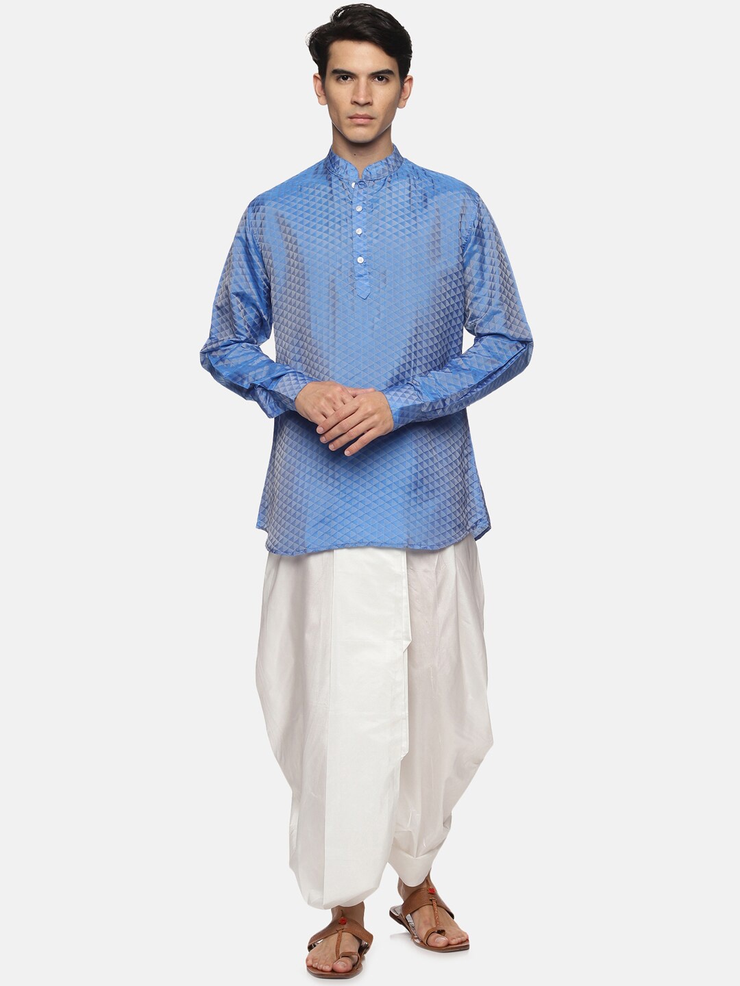 

Sethukrishna Men Blue Solid Kurti with Dhoti Pants