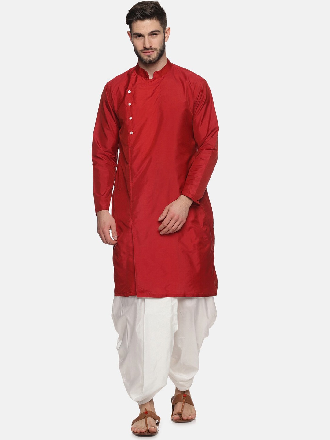 

Sethukrishna Men Maroon Kurta with Dhoti Pants