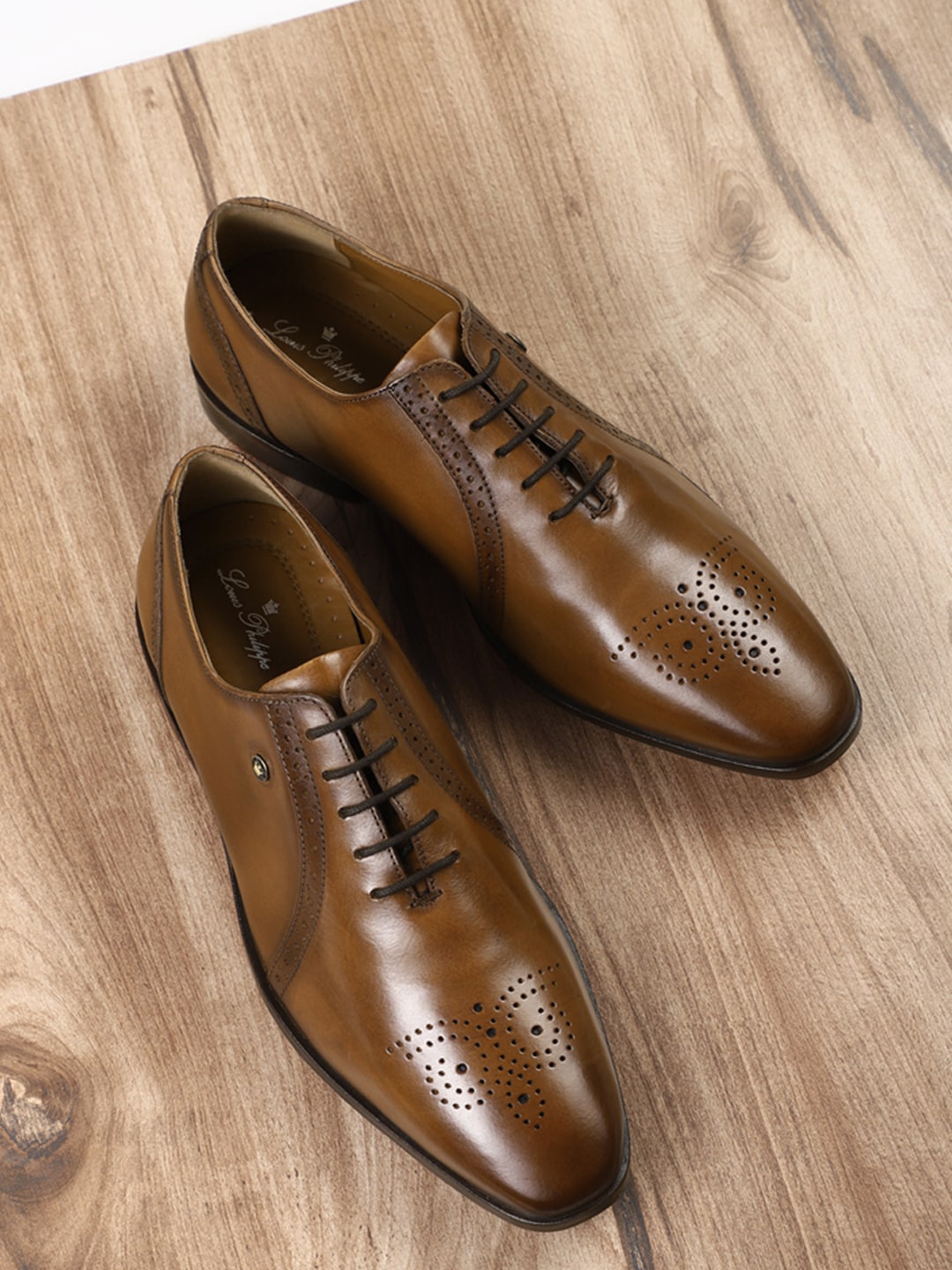 

Louis Philippe Men Brown Solid Leather Brogues