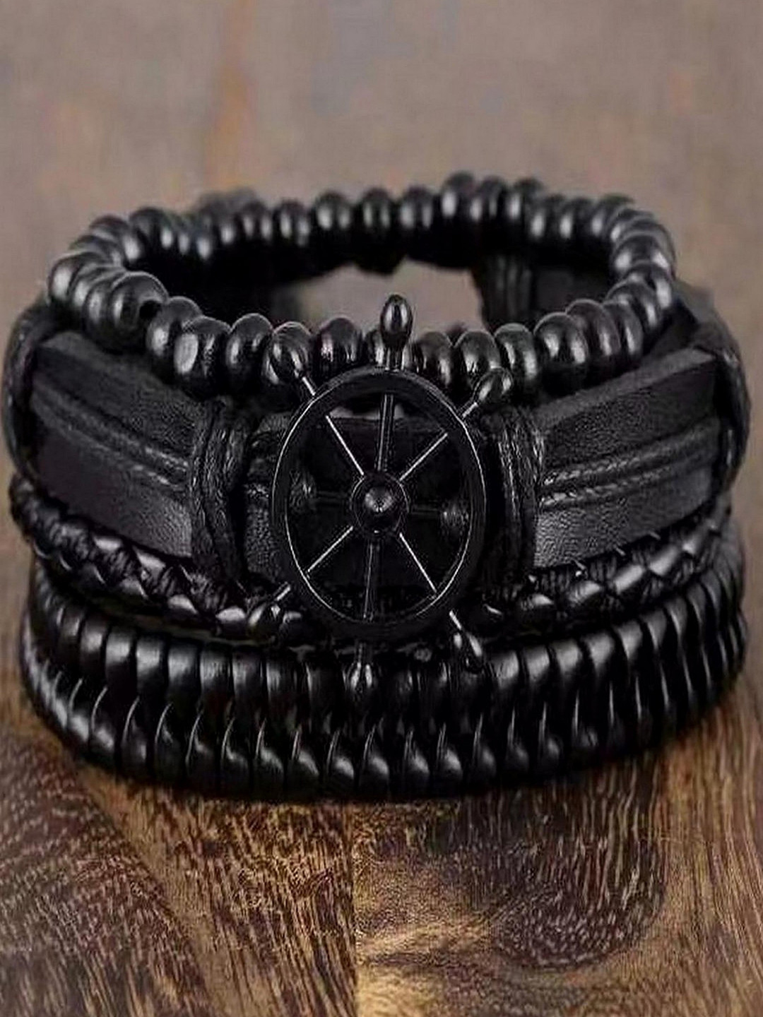 

UNIVERSITY TRENDZ Unisex 4 Black Multistrand Bracelet