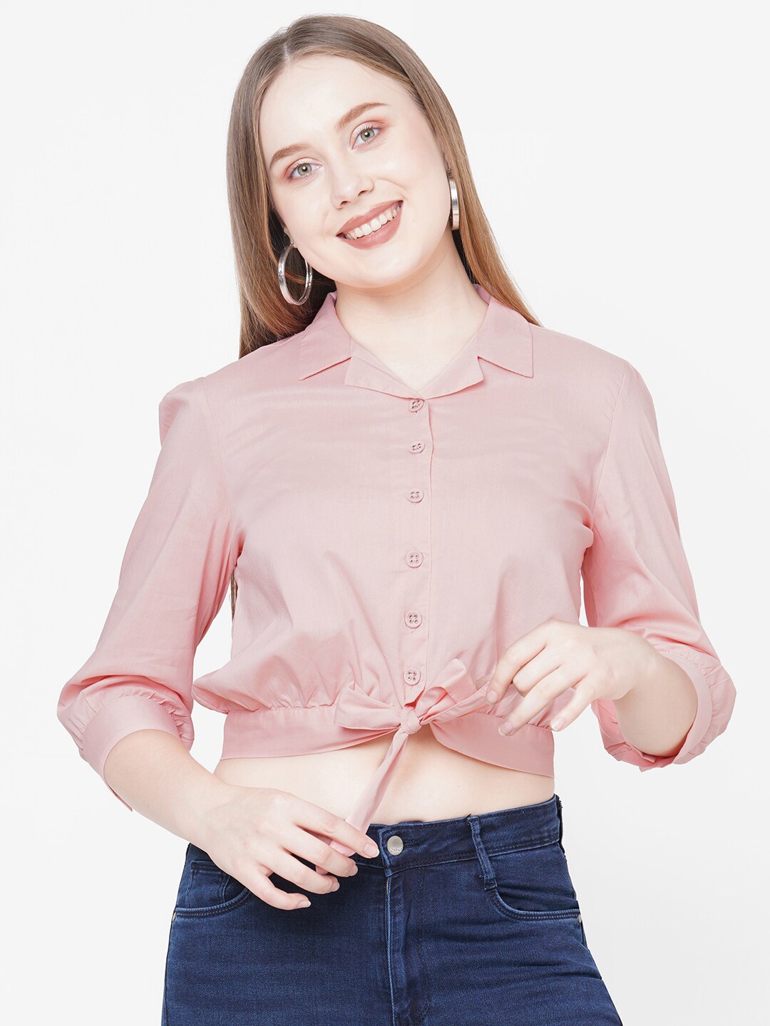 

Kraus Jeans Women Peach-Coloured Slim Fit Casual Shirt