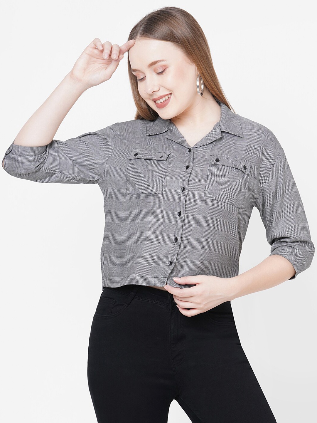 

Kraus Jeans Women Black Slim Fit Casual Shirt