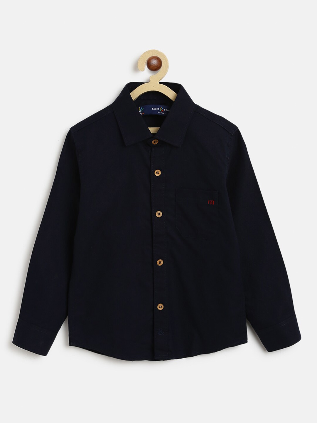 

TALES & STORIES Boys Navy Blue Cotton Regular Fit Casual Shirt