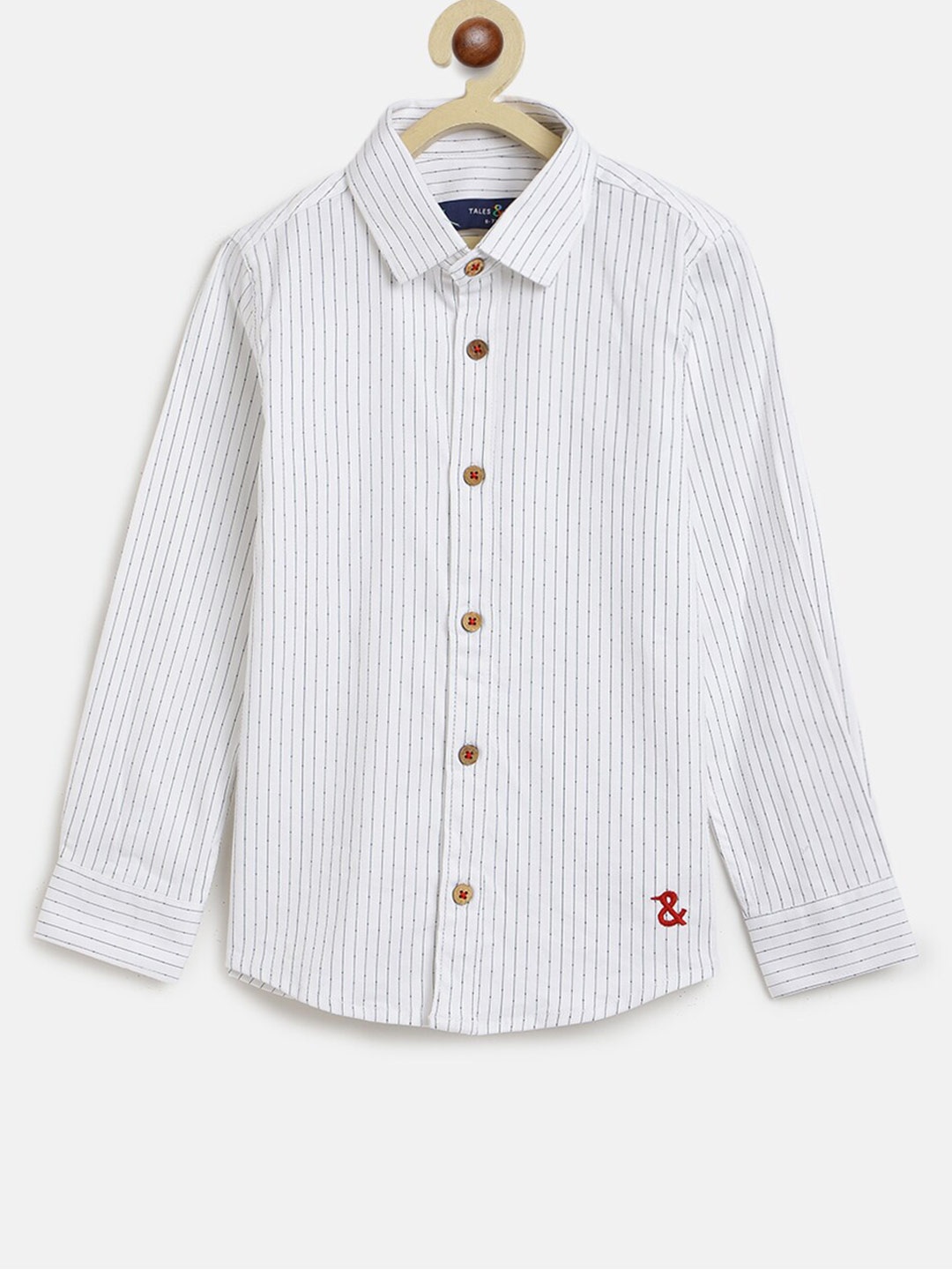 

TALES & STORIES Boys White Striped Cotton Casual Shirt