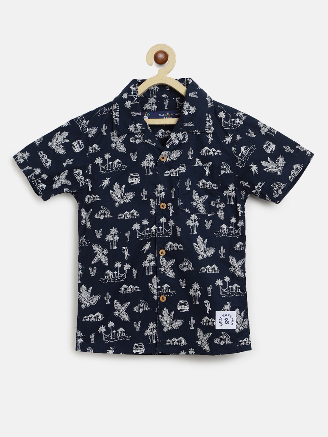 

TALES & STORIES Boys Navy Blue Printed Casual Shirt