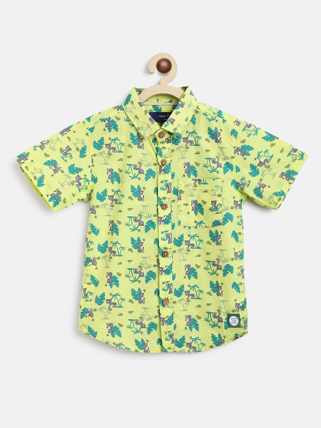 

TALES & STORIES Boys Green Floral Printed Casual Shirt