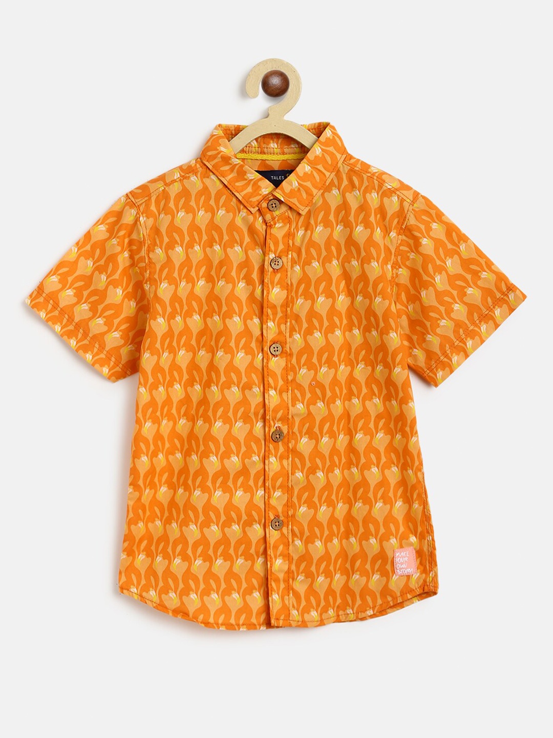 

TALES & STORIES Boys Orange & Yellow Printed Casual Shirt