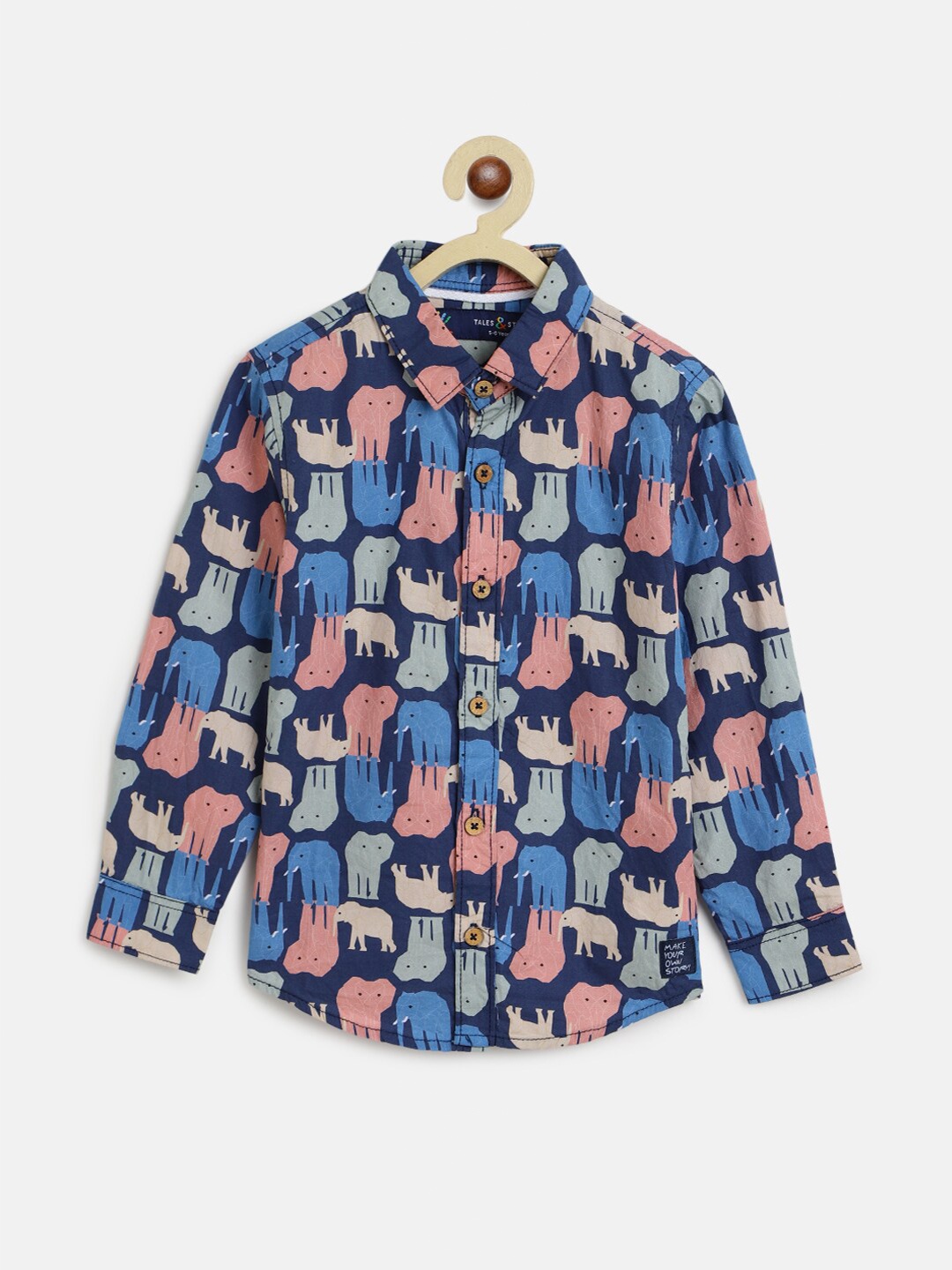 

TALES & STORIES Boys Navy Blue Conversational Printed Casual Shirt