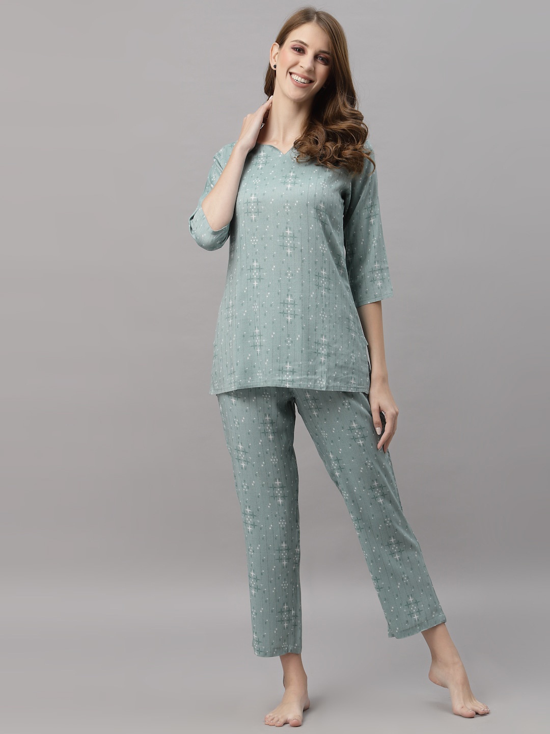 

Ragavi Women Sophie Green Pyjama Set