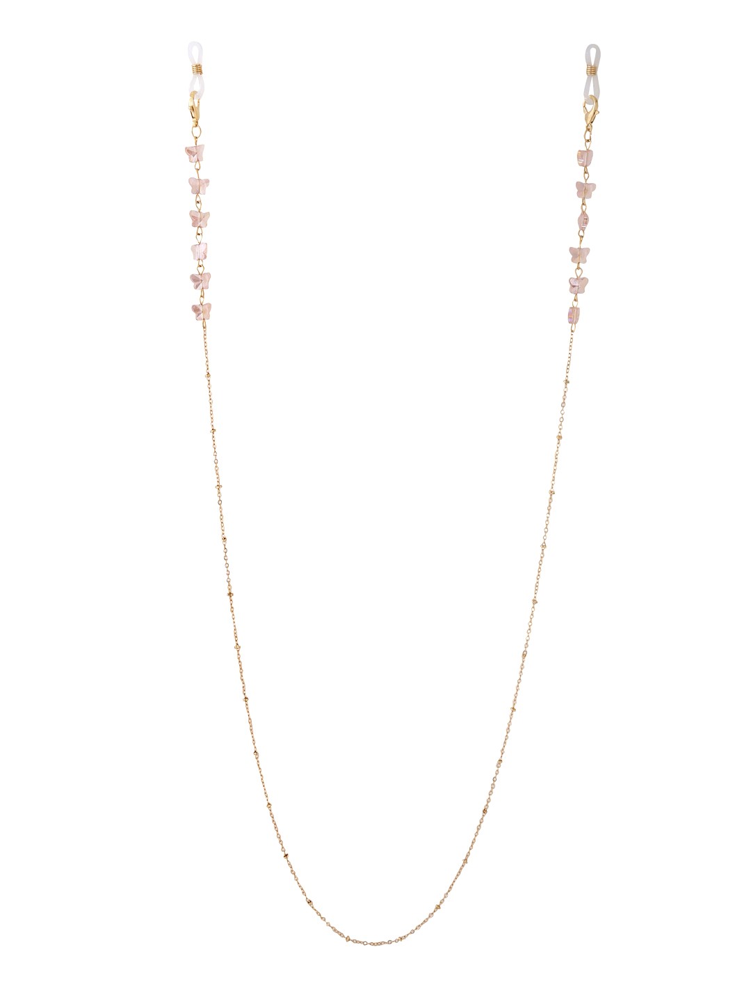 

Yellow Chimes Women Gold-Toned & Pink Crystal Golden Face Mask & Sunglasses Chains