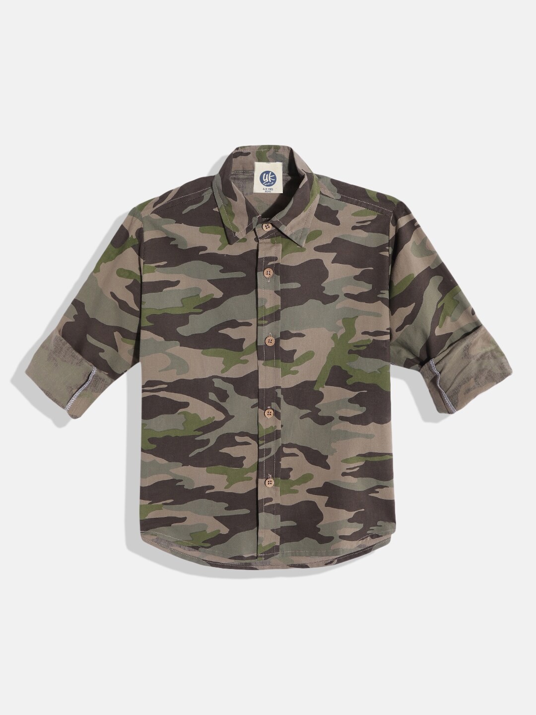 

YK Boys Green Classic Skinny Fit Printed Casual Shirt