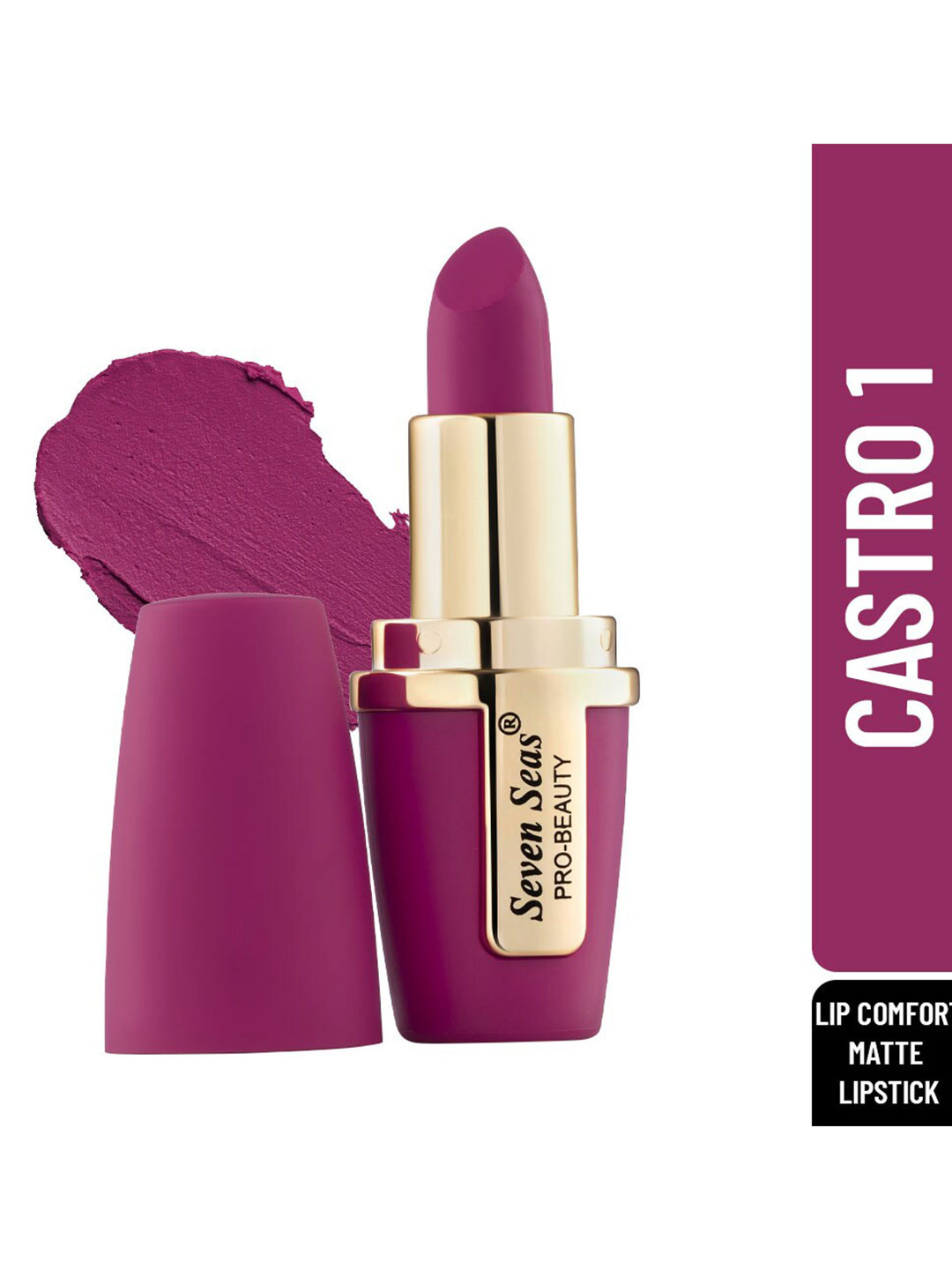 

Seven Seas Lip Comfort Velvet Matte Lipstick-Castro-1-4.2g, Purple