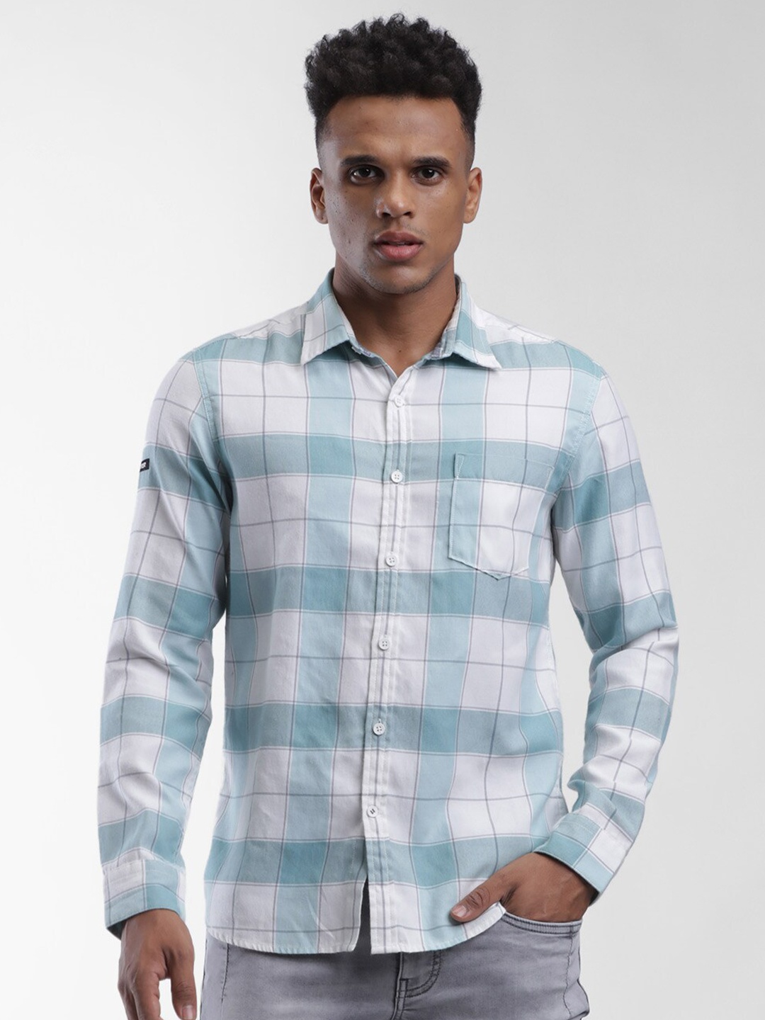 

STARTER Men Blue Slim Fit Checked Casual Shirt