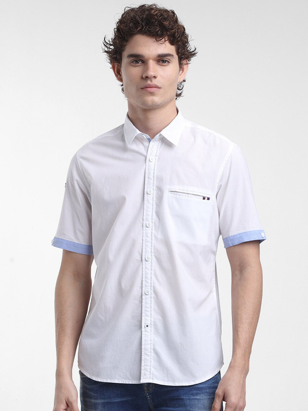 

STARTER Men White Slim Fit Casual Cotton Shirt