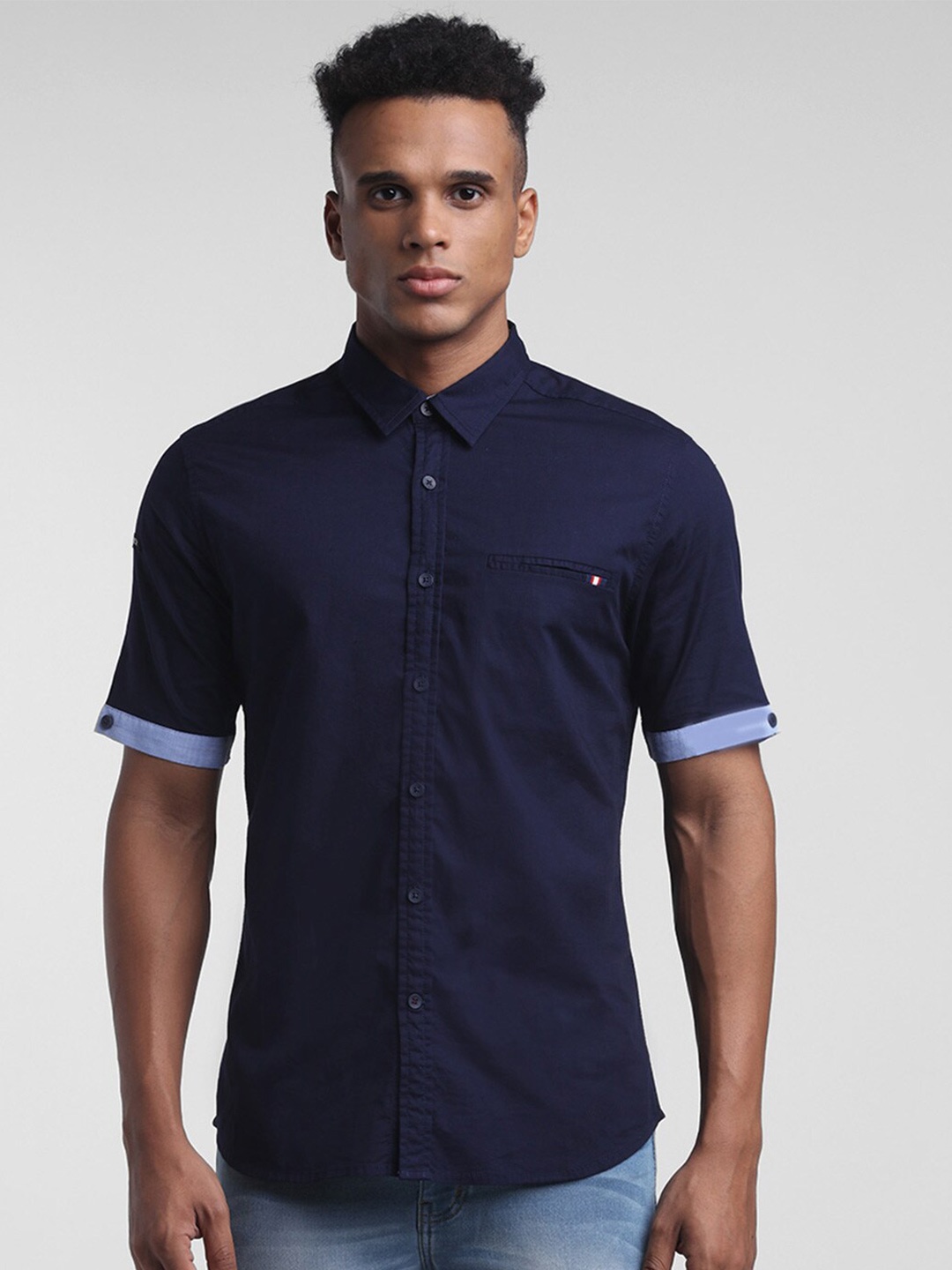 

STARTER Men Navy Blue Solid Slim Fit Casual Shirt